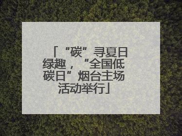 “碳”寻夏日绿趣，“全国低碳日”烟台主场活动举行