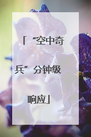 “空中奇兵”分钟级响应