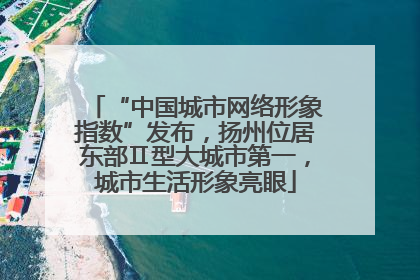 “中国城市网络形象指数”发布，扬州位居东部Ⅱ型大城市第一，城市生活形象亮眼