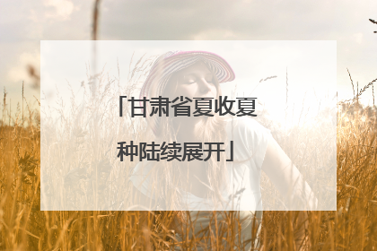甘肃省夏收夏种陆续展开