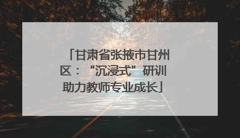 甘肃省张掖市甘州区：“沉浸式”研训助力教师专业成长