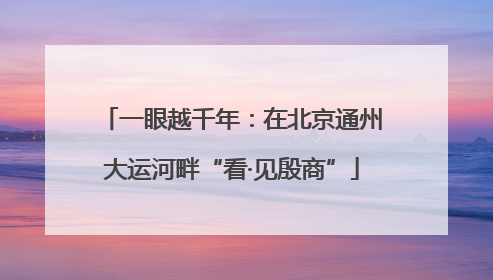 一眼越千年：在北京通州大运河畔“看·见殷商”
