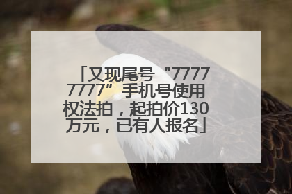 又现尾号“77777777”手机号使用权法拍，起拍价130万元，已有人报名