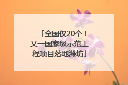 全国仅20个！又一国家级示范工程项目落地潍坊