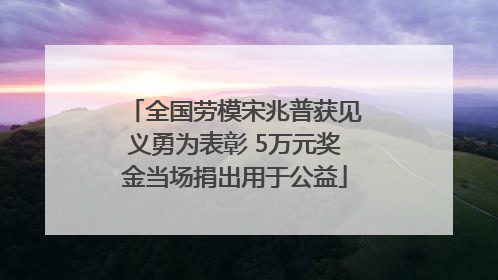 全国劳模宋兆普获见义勇为表彰 5万元奖金当场捐出用于公益