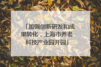加强创新研发和成果转化，上海市养老科技产业园开园