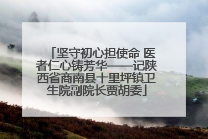 坚守初心担使命 医者仁心铸芳华——记陕西省商南县十里坪镇卫生院副院长贾胡委