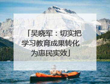 吴晓军：切实把学习教育成果转化为惠民实效