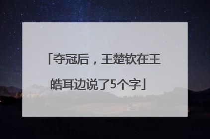 夺冠后，王楚钦在王皓耳边说了5个字