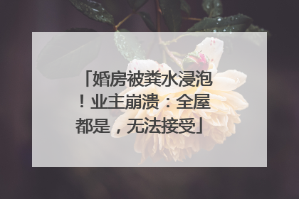 婚房被粪水浸泡！业主崩溃：全屋都是，无法接受