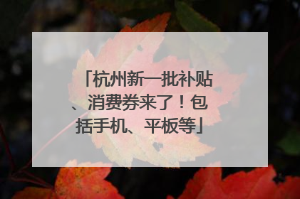 杭州新一批补贴、消费券来了！包括手机、平板等