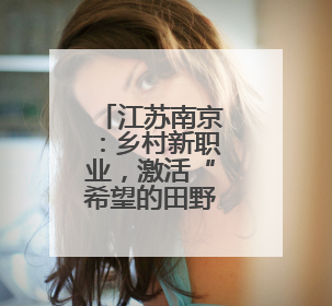 江苏南京：乡村新职业，激活“希望的田野”