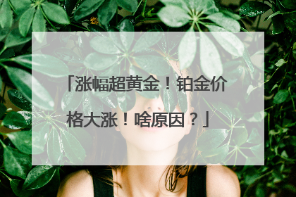 涨幅超黄金！铂金价格大涨！啥原因？