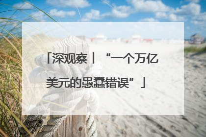 深观察丨“一个万亿美元的愚蠢错误”
