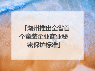 湖州推出全省首个童装企业商业秘密保护标准