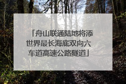 舟山联通陆地将添世界最长海底双向六车道高速公路隧道