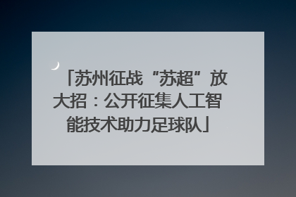 苏州征战“苏超”放大招：公开征集人工智能技术助力足球队