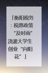 衡阳税务：税惠政策“及时雨”浇灌大学生创业“向阳花”