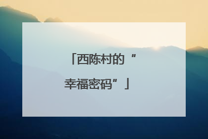 西陈村的“幸福密码”