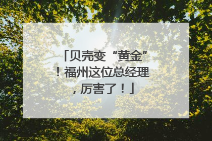 贝壳变“黄金”！福州这位总经理，厉害了！