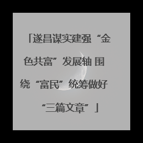 遂昌谋实建强“金色共富”发展轴 围绕“富民”统筹做好“三篇文章”
