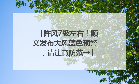 阵风7级左右！顺义发布大风蓝色预警，请注意防范→