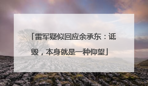 雷军疑似回应余承东：诋毁，本身就是一种仰望