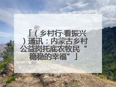 (乡村行·看振兴)通讯:内蒙古乡村公益岗托底农牧民“稳稳的幸福”
