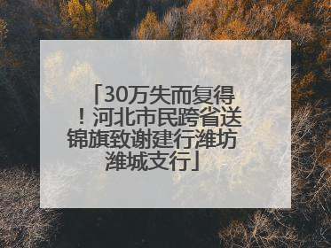 30万失而复得！河北市民跨省送锦旗致谢建行潍坊潍城支行