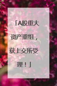 A股重大资产重组，获上交所受理！