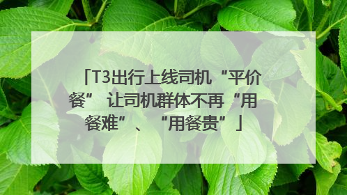 T3出行上线司机“平价餐” 让司机群体不再“用餐难”、“用餐贵”